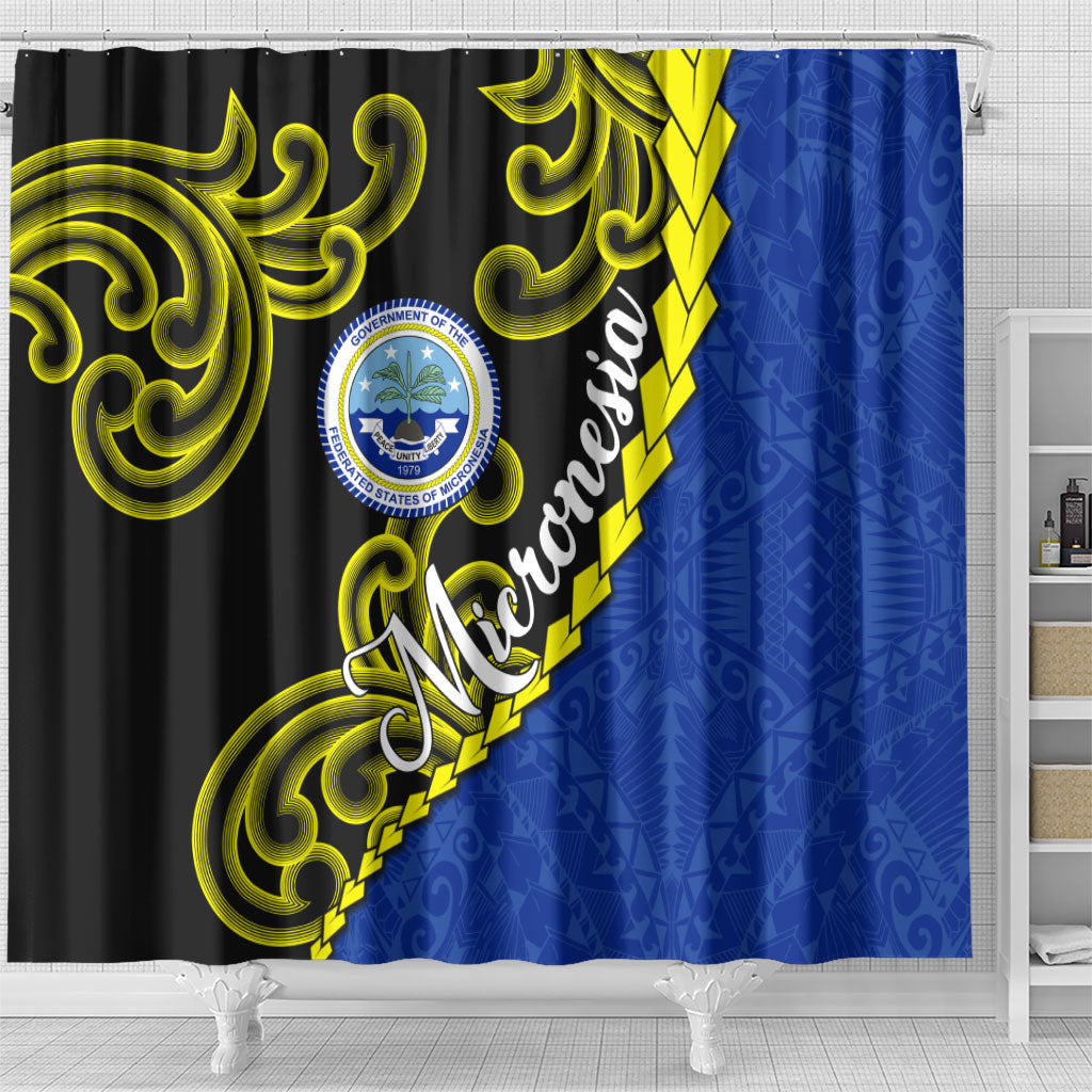 Federated States Of Micronesia FSM Shower Curtain Pacific Islander Tribal Swirl Geometric Pattern TS04 - Polynesian Pride