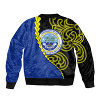 Federated States Of Micronesia FSM Sleeve Zip Bomber Jacket Pacific Islander Tribal Swirl Geometric Pattern TS04 - Polynesian Pride