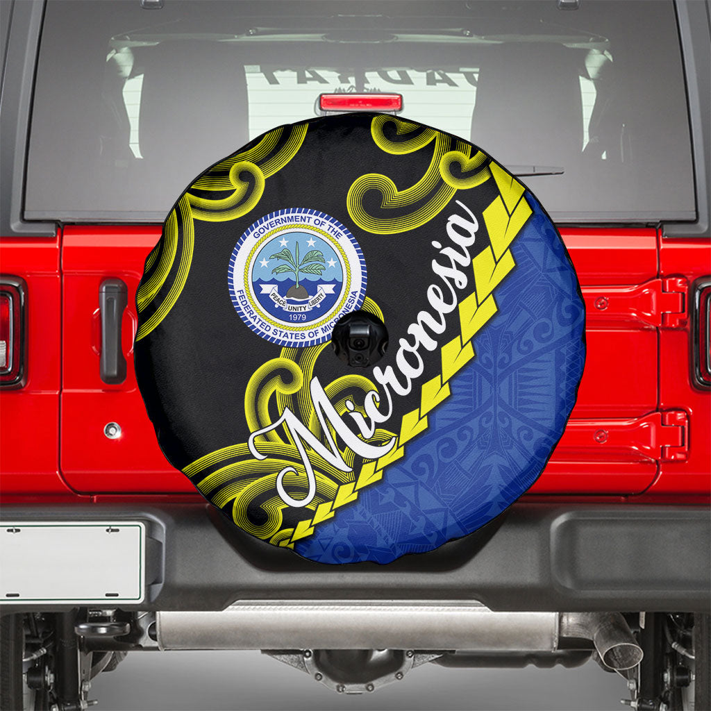 Federated States Of Micronesia FSM Spare Tire Cover Pacific Islander Tribal Swirl Geometric Pattern