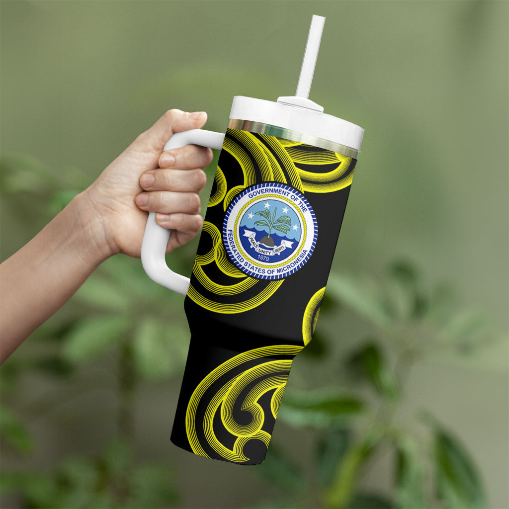 Federated States Of Micronesia FSM Tumbler With Handle Pacific Islander Tribal Swirl Geometric Pattern TS04 - Polynesian Pride