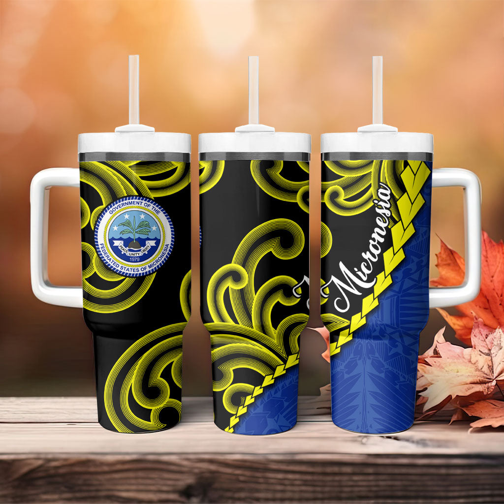 Federated States Of Micronesia FSM Tumbler With Handle Pacific Islander Tribal Swirl Geometric Pattern TS04 - Polynesian Pride