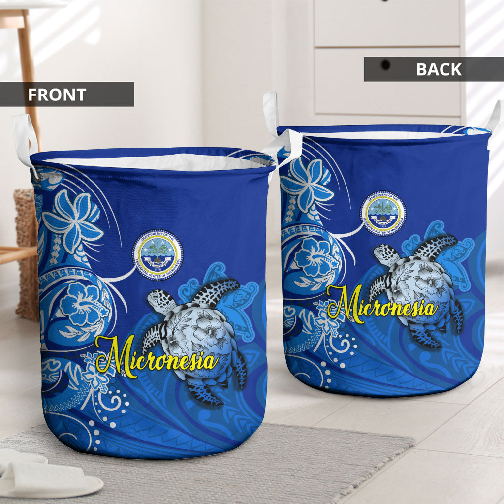 Micronesia Sea Turtle Laundry Basket Federated States Of Micronesia Tribal Floral Pattern TS04 - Polynesian Pride