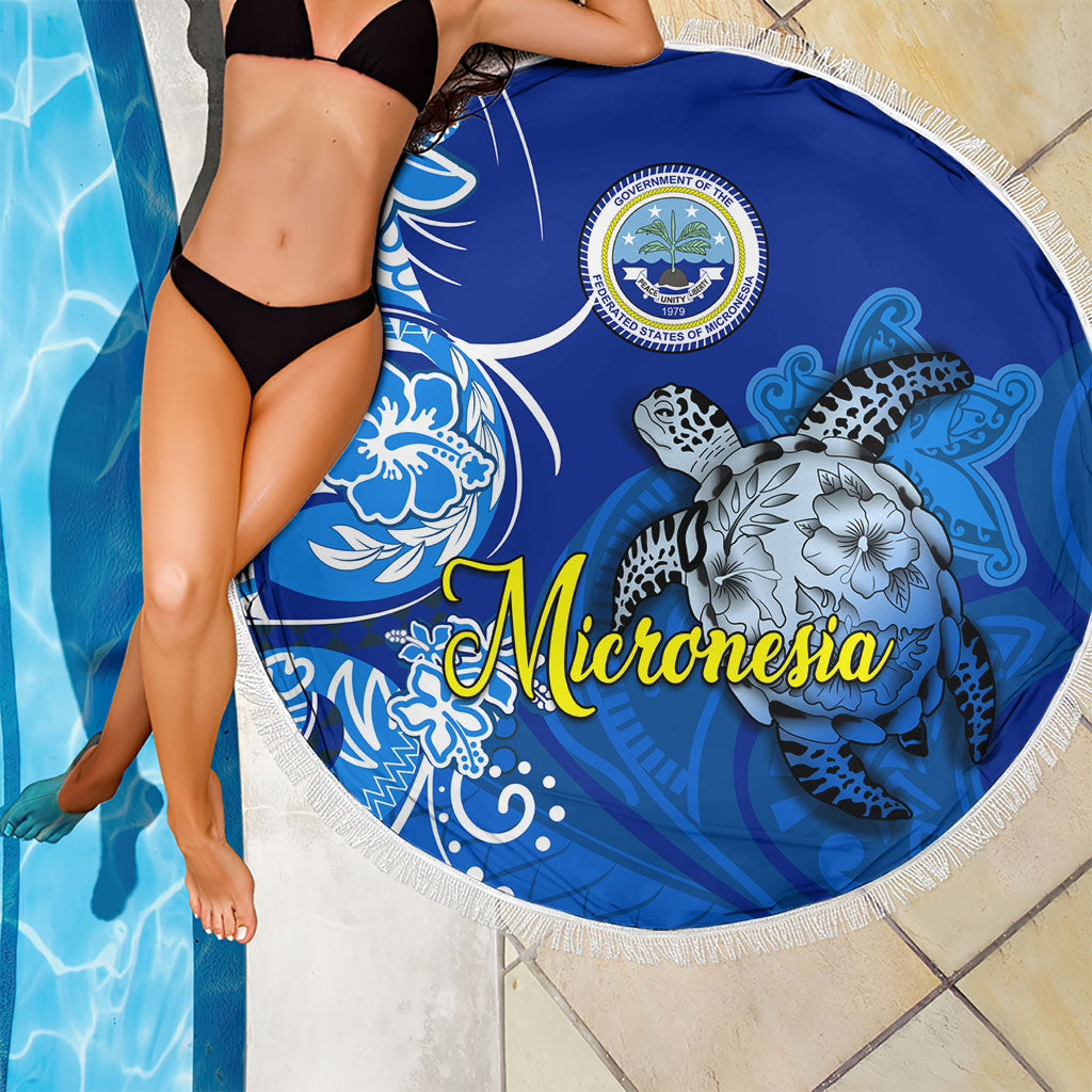 Micronesia Sea Turtle Beach Blanket Federated States Of Micronesia Tribal Floral Pattern TS04 - Polynesian Pride