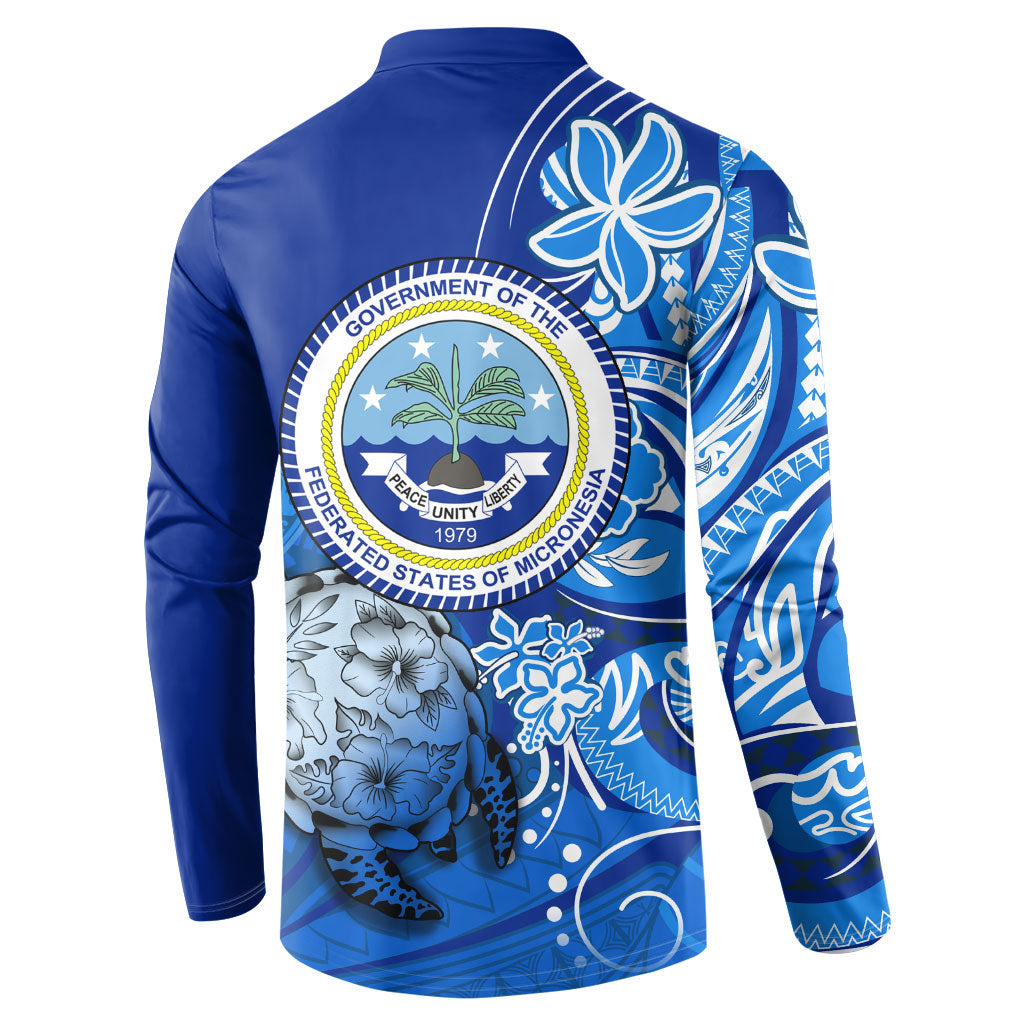 Micronesia Sea Turtle Button Sweatshirt Federated States Of Micronesia Tribal Floral Pattern