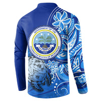 Micronesia Sea Turtle Button Sweatshirt Federated States Of Micronesia Tribal Floral Pattern