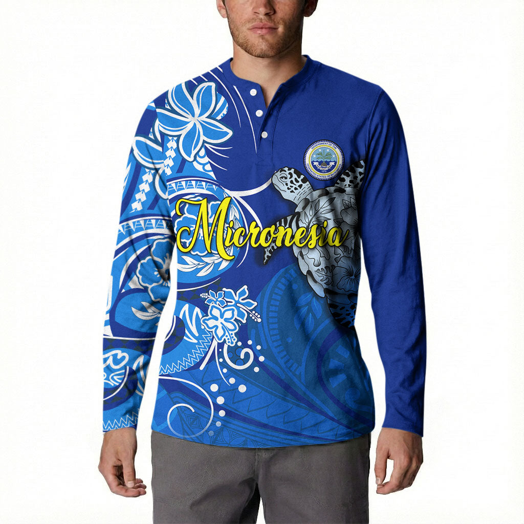 Micronesia Sea Turtle Button Sweatshirt Federated States Of Micronesia Tribal Floral Pattern