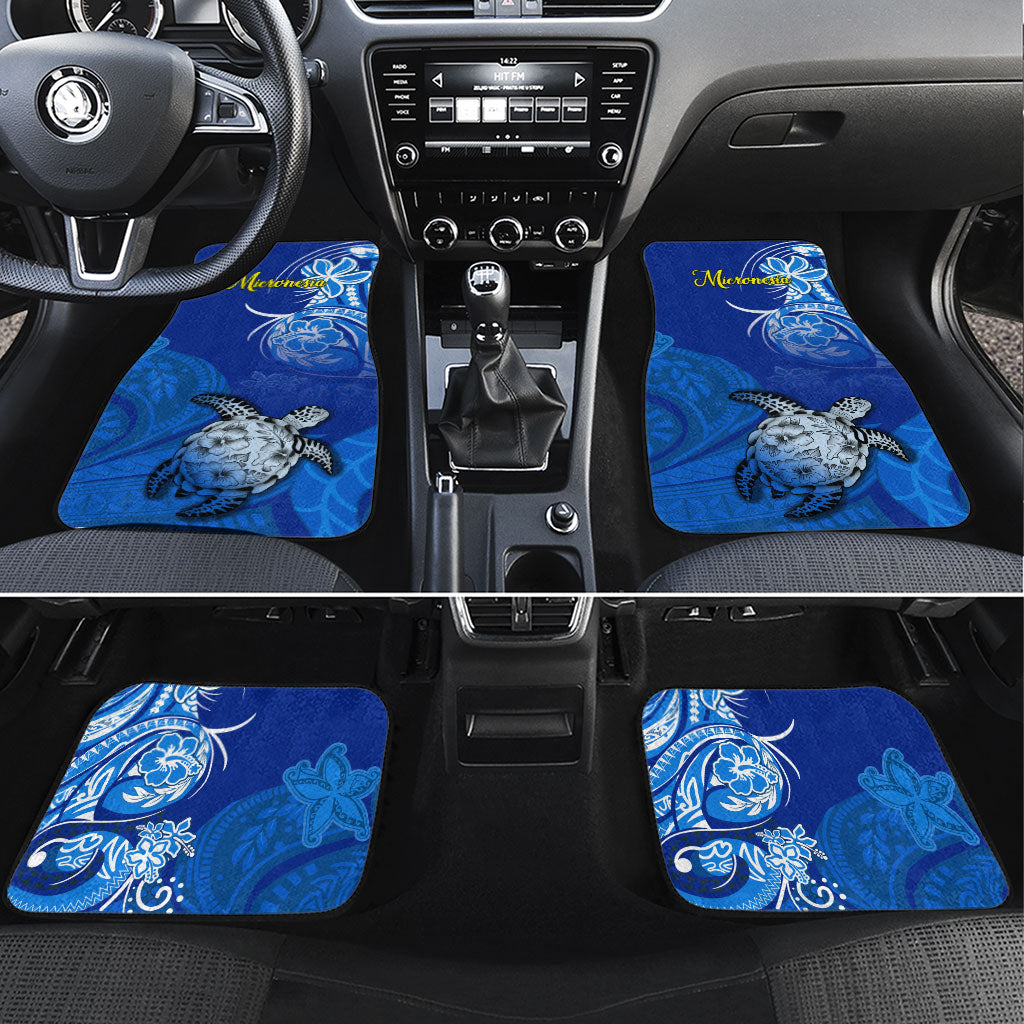 Micronesia Sea Turtle Car Mats Federated States Of Micronesia Tribal Floral Pattern