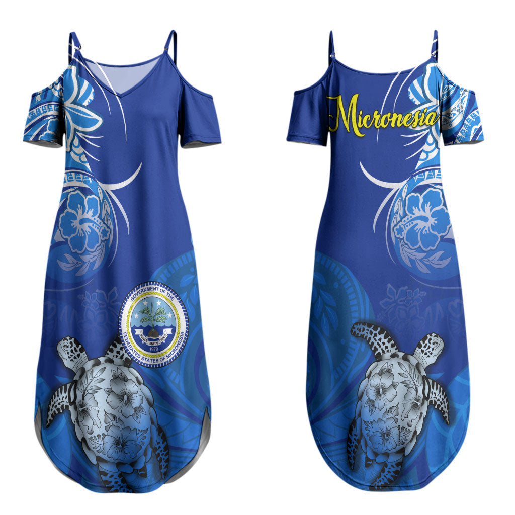 Micronesia Sea Turtle Couples Matching Summer Maxi Dress and Long Sleeve Button Shirt Federated States Of Micronesia Tribal Floral Pattern TS04 - Polynesian Pride