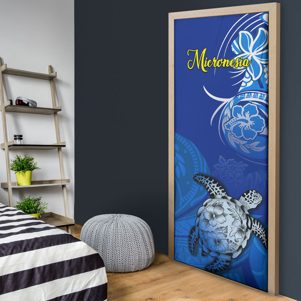 Micronesia Sea Turtle Door Cover Federated States Of Micronesia Tribal Floral Pattern TS04 - Polynesian Pride