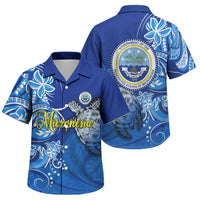 Micronesia Sea Turtle Family Matching Summer Maxi Dress and Hawaiian Shirt Federated States Of Micronesia Tribal Floral Pattern TS04 Son's Shirt Blue White - Polynesian Pride
