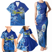 Micronesia Sea Turtle Family Matching Tank Maxi Dress and Hawaiian Shirt Federated States Of Micronesia Tribal Floral Pattern TS04 - Polynesian Pride