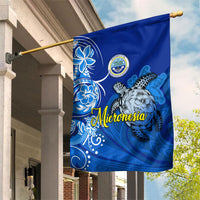 Micronesia Sea Turtle Garden Flag Federated States Of Micronesia Tribal Floral Pattern TS04 House Flag Blue White - Polynesian Pride