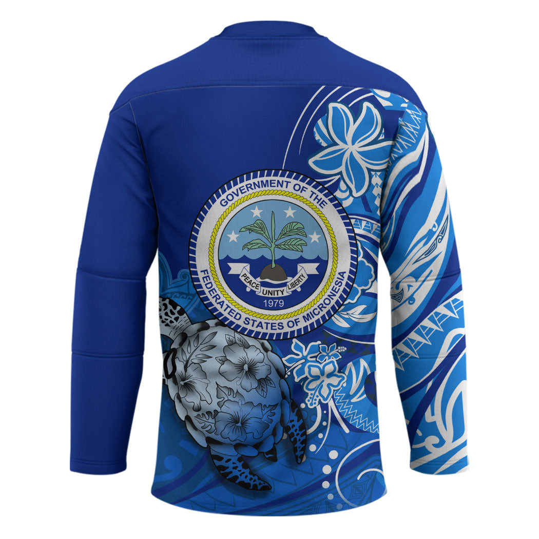 Micronesia Sea Turtle Hockey Jersey Federated States Of Micronesia Tribal Floral Pattern