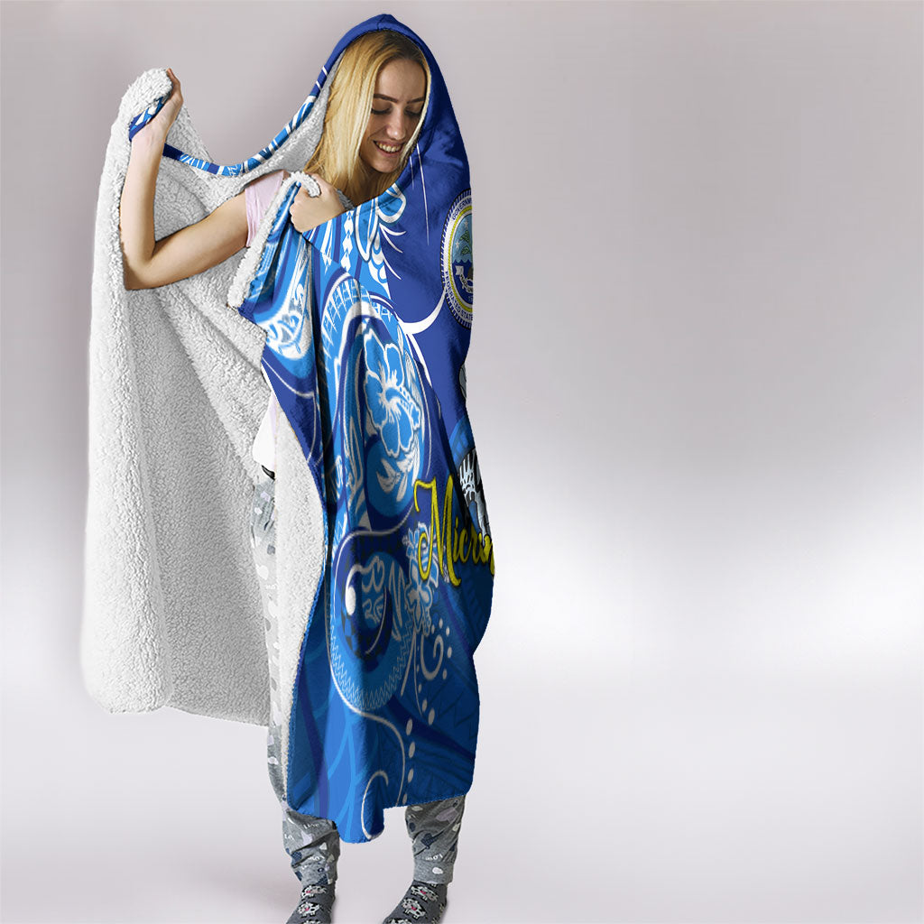Micronesia Sea Turtle Hooded Blanket Federated States Of Micronesia Tribal Floral Pattern TS04 - Polynesian Pride