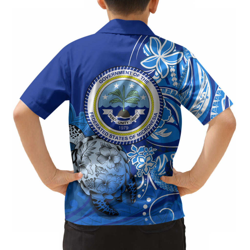 Micronesia Sea Turtle Kid Hawaiian Shirt Federated States Of Micronesia Tribal Floral Pattern TS04 - Polynesian Pride
