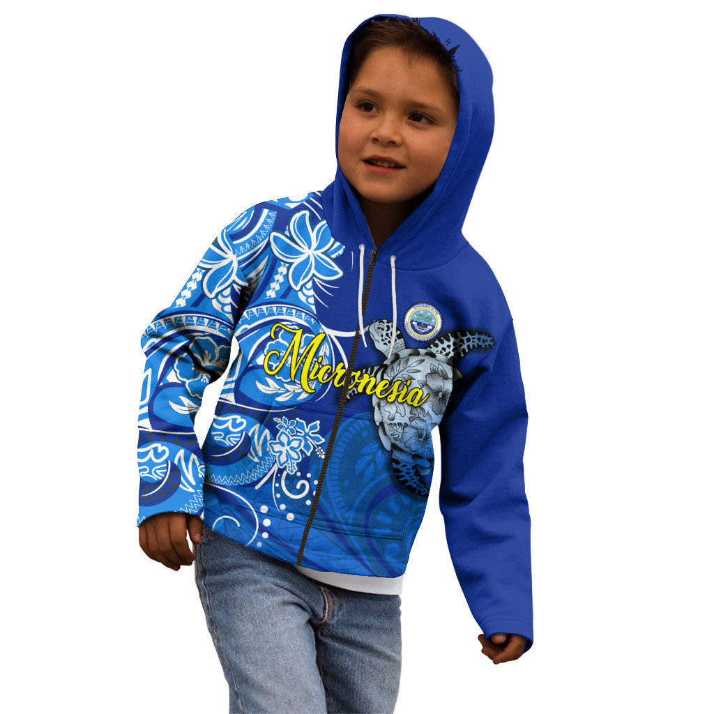 Micronesia Sea Turtle Kid Hoodie Federated States Of Micronesia Tribal Floral Pattern TS04 - Polynesian Pride