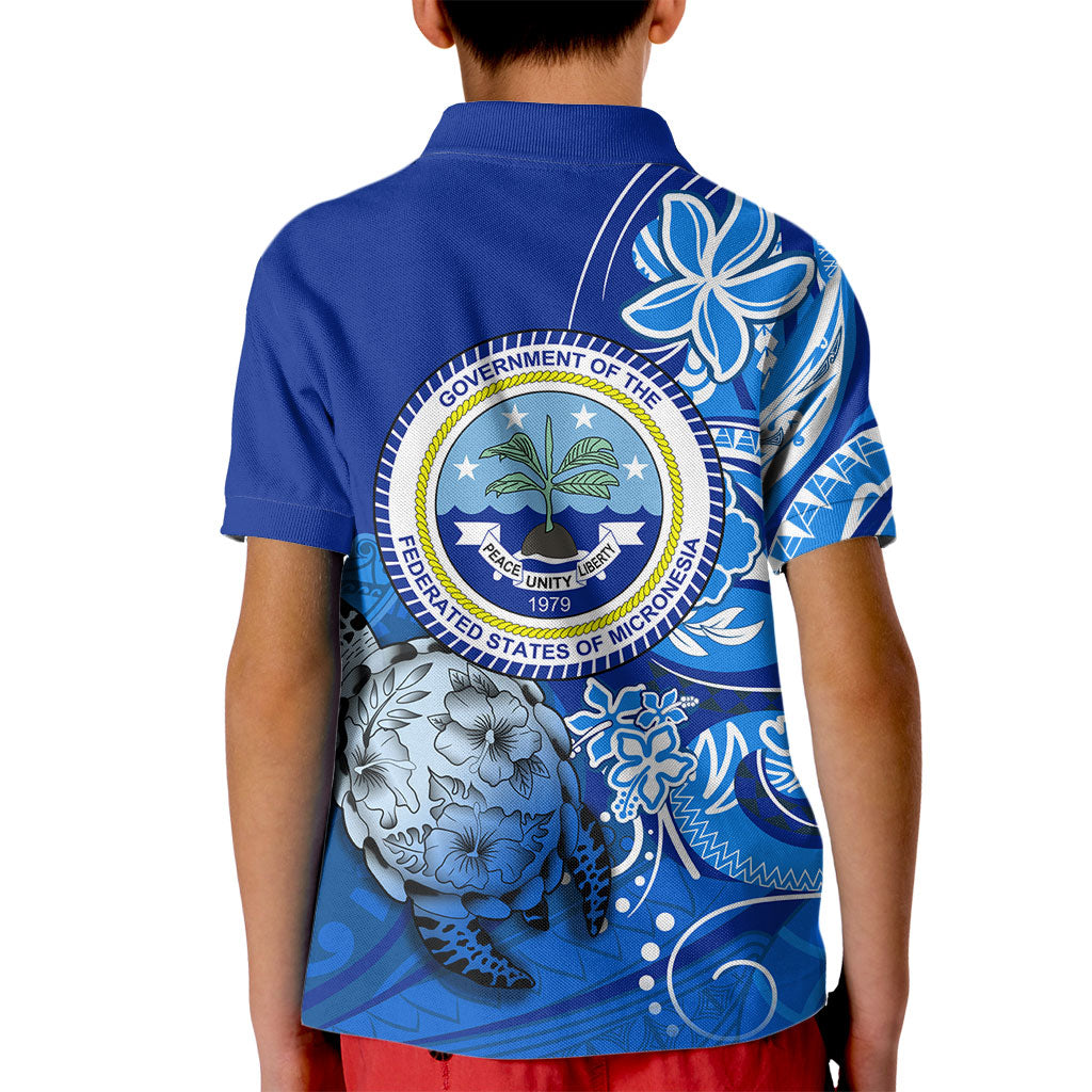 Micronesia Sea Turtle Kid Polo Shirt Federated States Of Micronesia Tribal Floral Pattern TS04 - Polynesian Pride