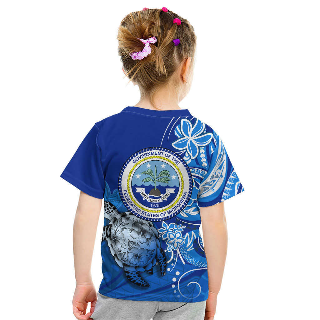Micronesia Sea Turtle Kid T Shirt Federated States Of Micronesia Tribal Floral Pattern TS04 - Polynesian Pride