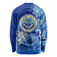 Micronesia Sea Turtle Long Sleeve Shirt Federated States Of Micronesia Tribal Floral Pattern TS04 - Polynesian Pride