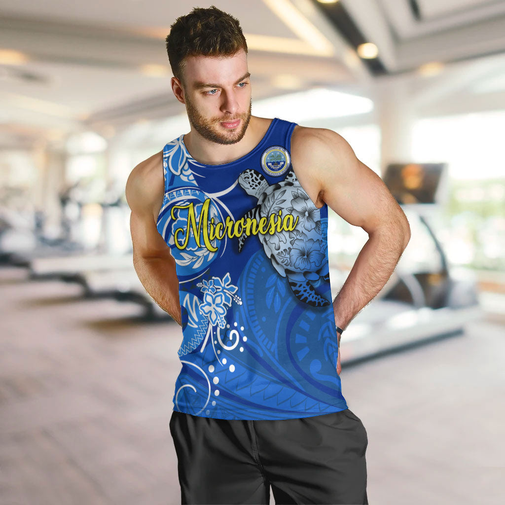 Micronesia Sea Turtle Men Tank Top Federated States Of Micronesia Tribal Floral Pattern