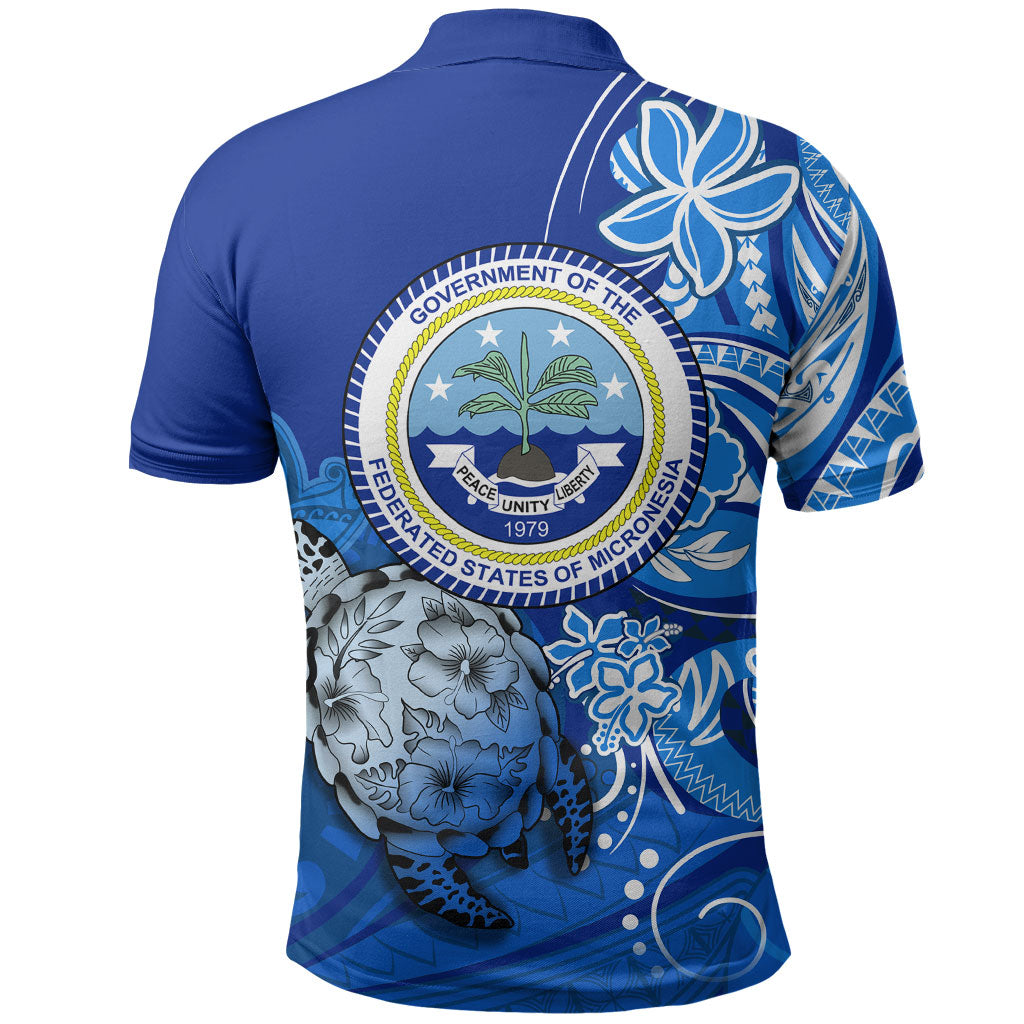 Micronesia Sea Turtle Polo Shirt Federated States Of Micronesia Tribal Floral Pattern TS04 - Polynesian Pride