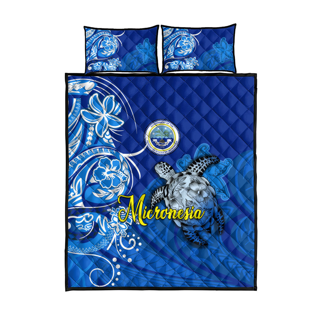 Micronesia Sea Turtle Quilt Bed Set Federated States Of Micronesia Tribal Floral Pattern TS04 - Polynesian Pride