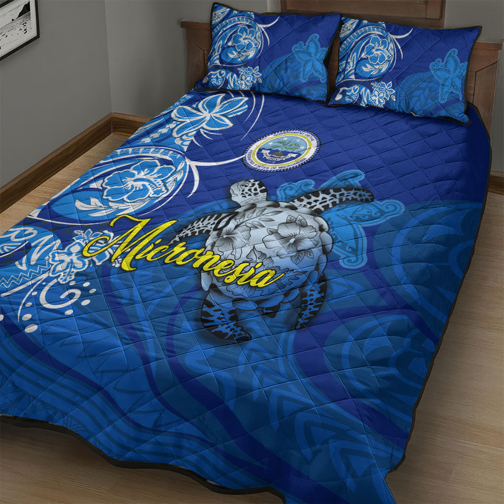 Micronesia Sea Turtle Quilt Bed Set Federated States Of Micronesia Tribal Floral Pattern TS04 - Polynesian Pride