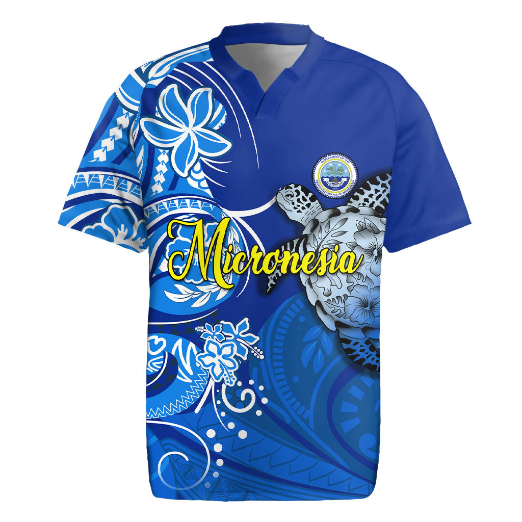 Micronesia Sea Turtle Rugby Jersey Federated States Of Micronesia Tribal Floral Pattern