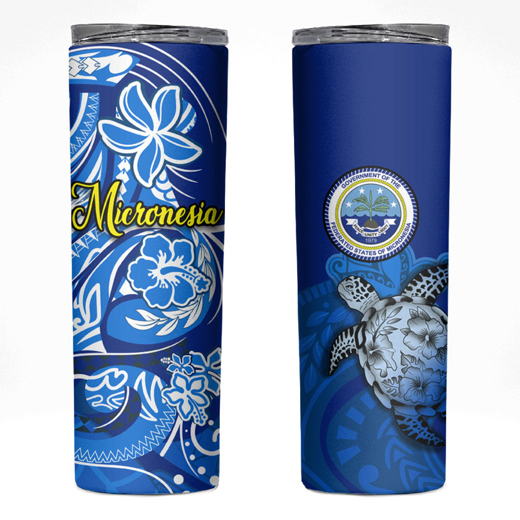Micronesia Sea Turtle Skinny Tumbler Federated States Of Micronesia Tribal Floral Pattern