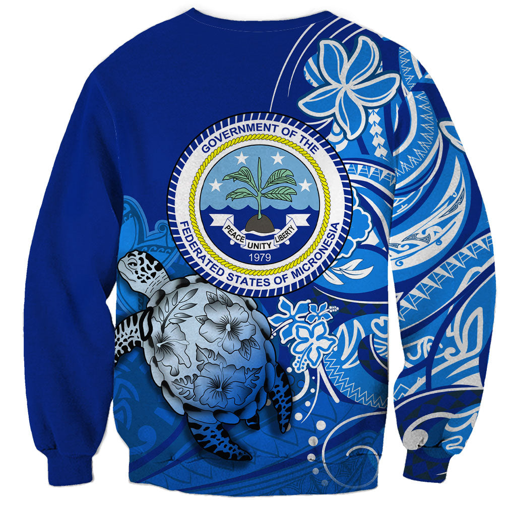 Micronesia Sea Turtle Sweatshirt Federated States Of Micronesia Tribal Floral Pattern