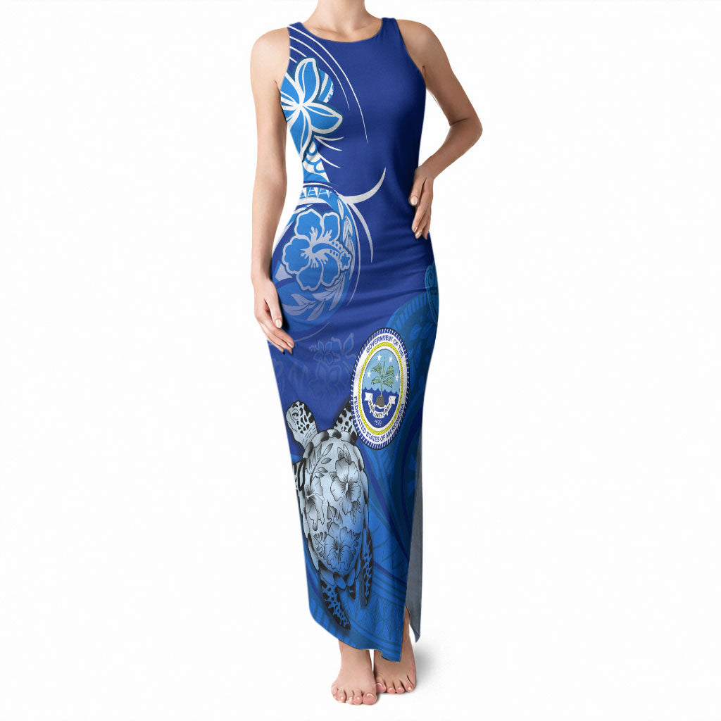 Micronesia Sea Turtle Tank Maxi Dress Federated States Of Micronesia Tribal Floral Pattern