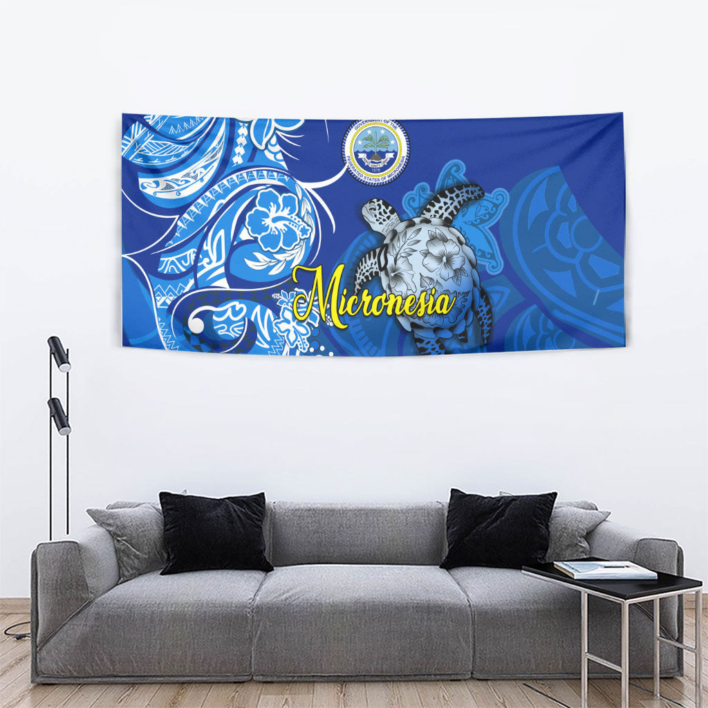 Micronesia Sea Turtle Tapestry Federated States Of Micronesia Tribal Floral Pattern TS04 - Polynesian Pride