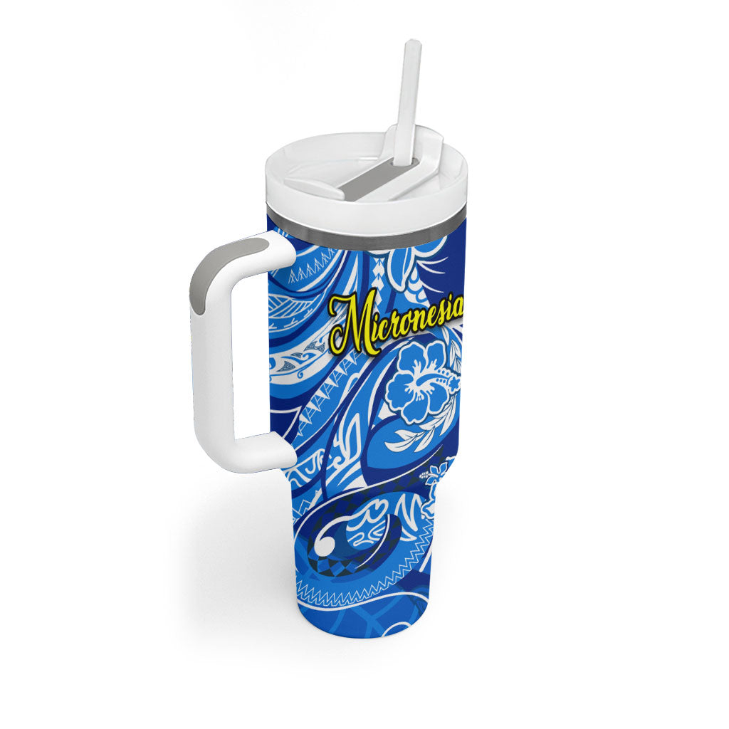 Micronesia Sea Turtle Tumbler With Handle Federated States Of Micronesia Tribal Floral Pattern TS04 - Polynesian Pride