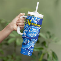 Micronesia Sea Turtle Tumbler With Handle Federated States Of Micronesia Tribal Floral Pattern TS04 - Polynesian Pride