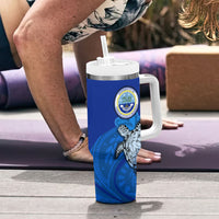 Micronesia Sea Turtle Tumbler With Handle Federated States Of Micronesia Tribal Floral Pattern TS04 - Polynesian Pride