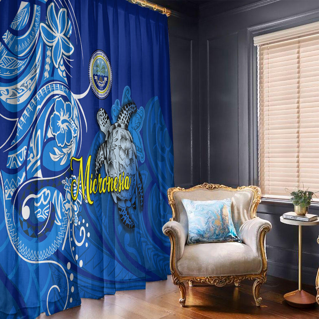 Micronesia Sea Turtle Window Curtain Federated States Of Micronesia Tribal Floral Pattern TS04 - Polynesian Pride