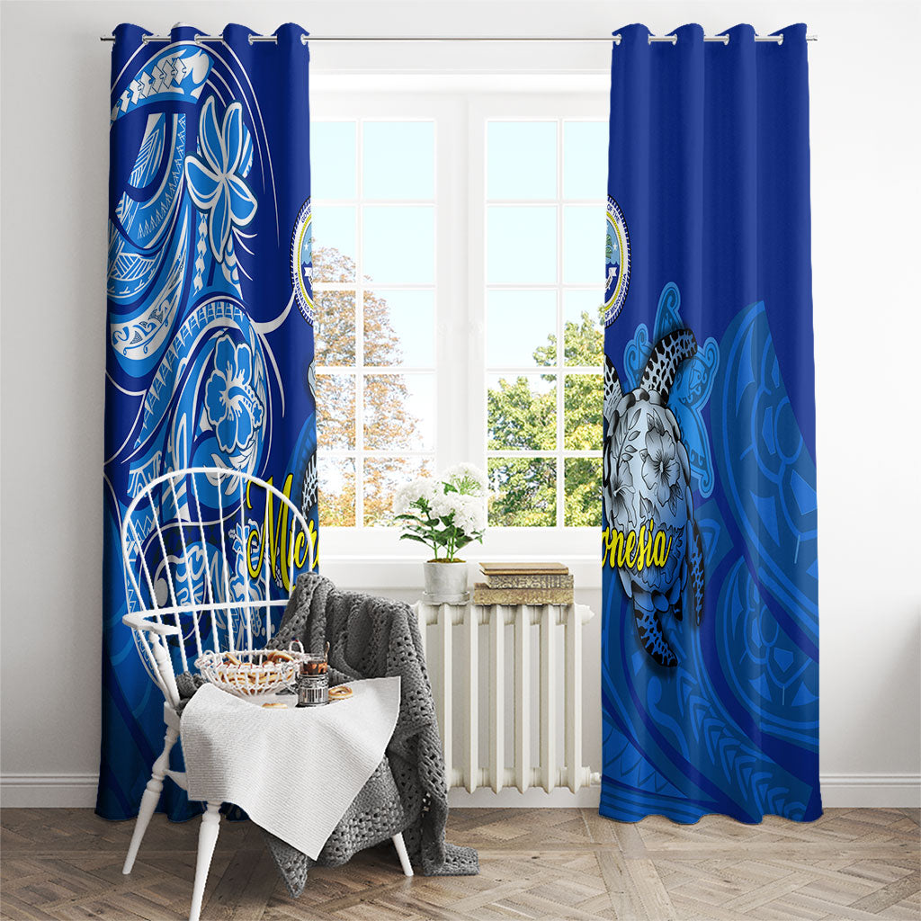 Micronesia Sea Turtle Window Curtain Federated States Of Micronesia Tribal Floral Pattern TS04 - Polynesian Pride