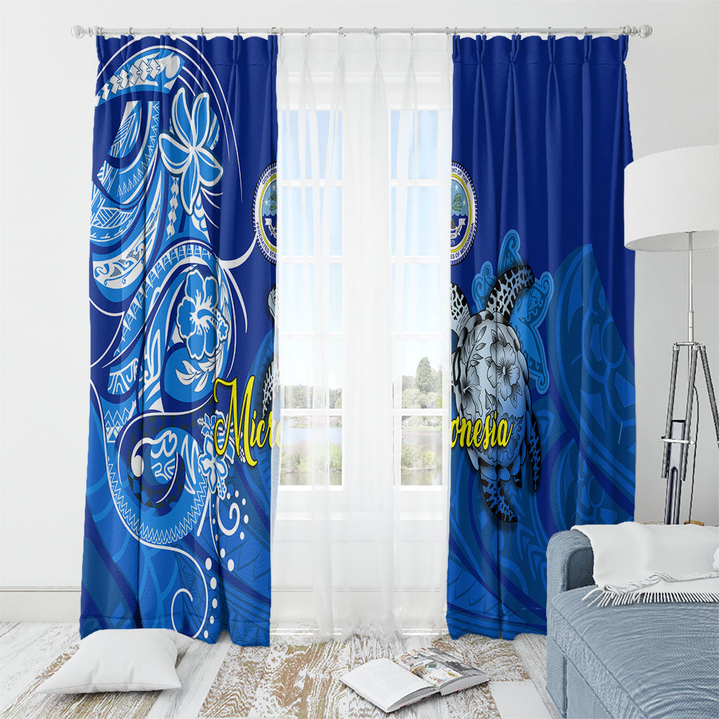 Micronesia Sea Turtle Window Curtain Federated States Of Micronesia Tribal Floral Pattern TS04 - Polynesian Pride