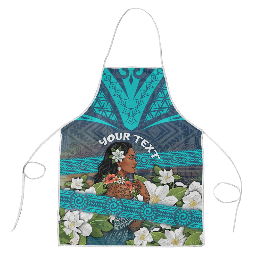 Personalized Polynesian Woman 50th Birthday Apron Traditional Pacific Tribal Tattoo Floral Art TS04 Blue - Polynesian Pride