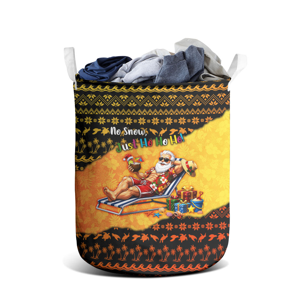 Tropical Christmas In July Santa Claus Laundry Basket Festive Hawaiian With Beach Reindeer Sleigh