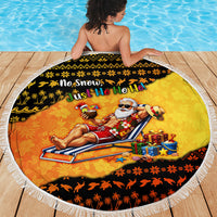 Tropical Christmas In July Santa Claus Beach Blanket Festive Hawaiian With Beach Reindeer Sleigh