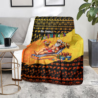 Tropical Christmas In July Santa Claus Blanket Festive Hawaiian With Beach Reindeer Sleigh
