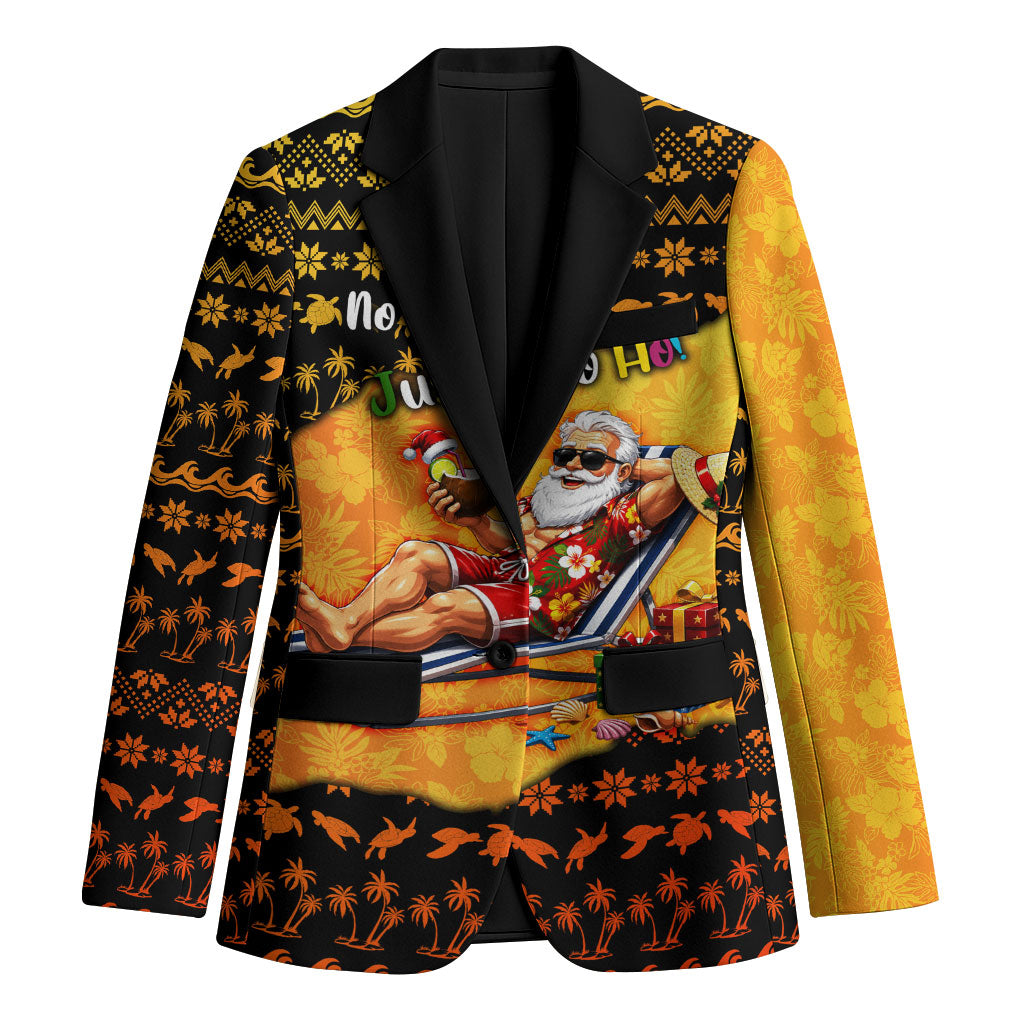 Tropical Christmas In July Santa Claus Blazer Festive Hawaiian With Beach Reindeer Sleigh TS04 Unisex Orange Black - Polynesian Pride
