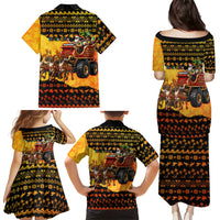 Tropical Christmas In July Santa Claus Family Matching Puletasi and Hawaiian Shirt Festive Hawaiian With Beach Reindeer Sleigh