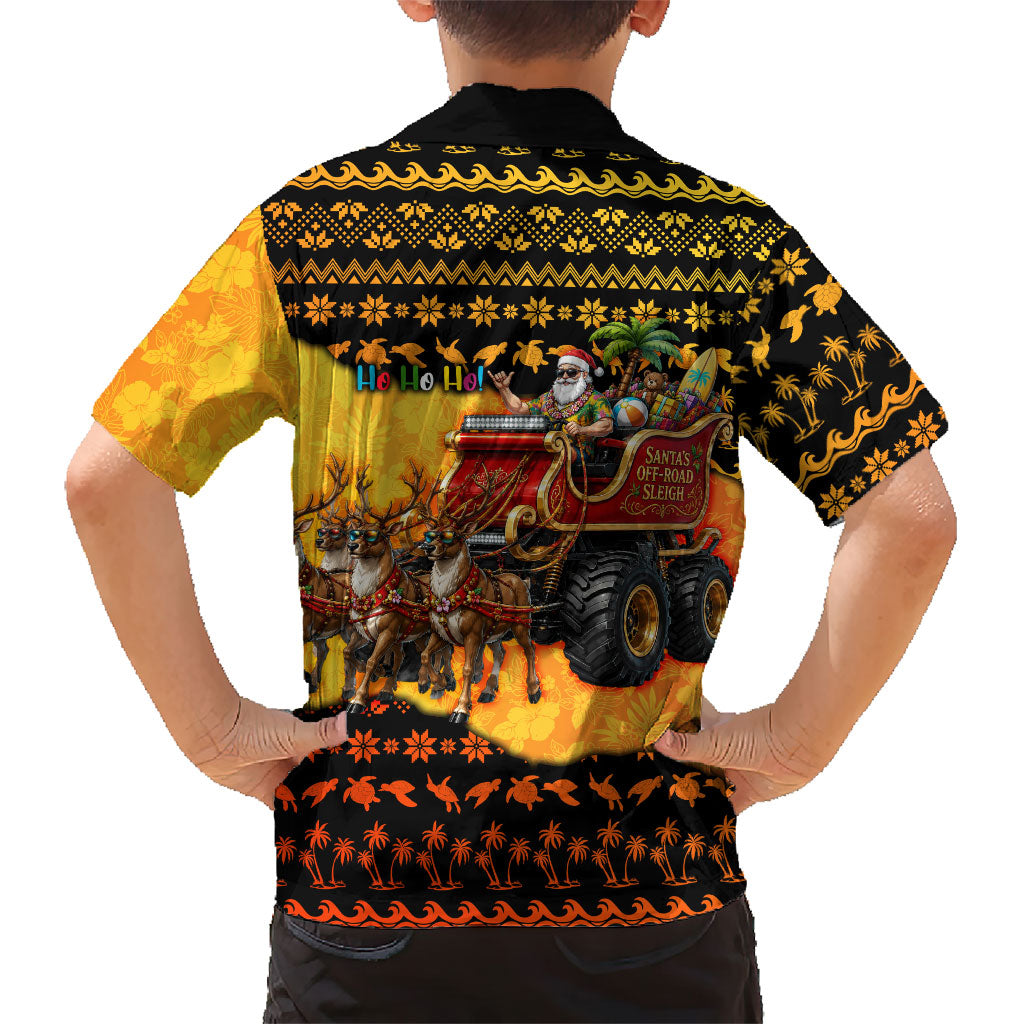 Tropical Christmas In July Santa Claus Family Matching Summer Maxi Dress and Hawaiian Shirt Festive Hawaiian With Beach Reindeer Sleigh