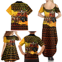 Tropical Christmas In July Santa Claus Family Matching Summer Maxi Dress and Hawaiian Shirt Festive Hawaiian With Beach Reindeer Sleigh