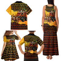 Tropical Christmas In July Santa Claus Family Matching Tank Maxi Dress and Hawaiian Shirt Festive Hawaiian With Beach Reindeer Sleigh