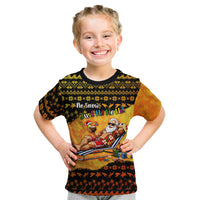 Tropical Christmas In July Santa Claus Kid T Shirt Festive Hawaiian With Beach Reindeer Sleigh