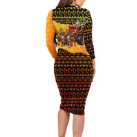 Tropical Christmas In July Santa Claus Long Sleeve Bodycon Dress Festive Hawaiian With Beach Reindeer Sleigh