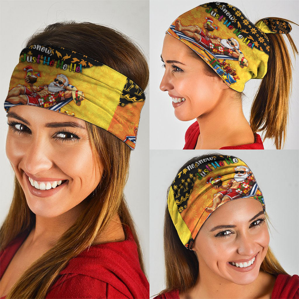 Tropical Christmas In July Santa Claus Neck Gaiter Festive Hawaiian With Beach Reindeer Sleigh